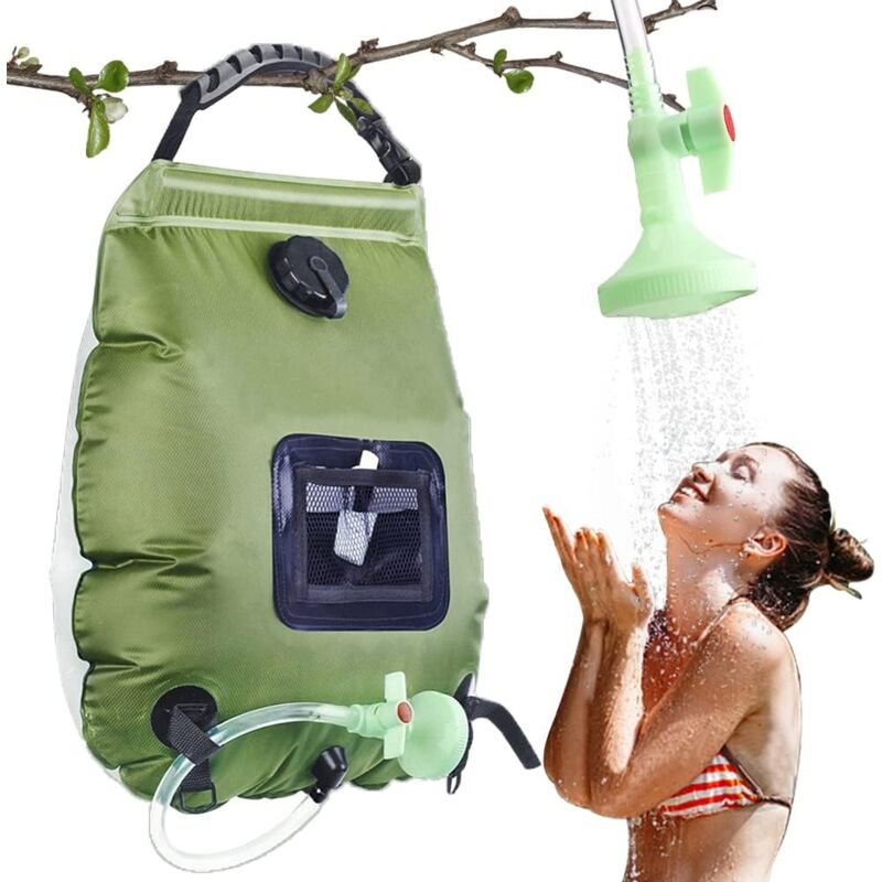 Sac de Douche Solaire Camping,20L Douche de Voyage avec Pomme de Douche,Solaire Sac de Douche,Pliant Extérieur pour Douche,Température 45 °C avec