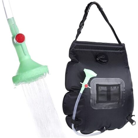 Sac de douche solaire - Chauffé à l'énergie solaire - Idéal pour les voyages et la randonnée (avec robinet marche/arrêt) - 20 L