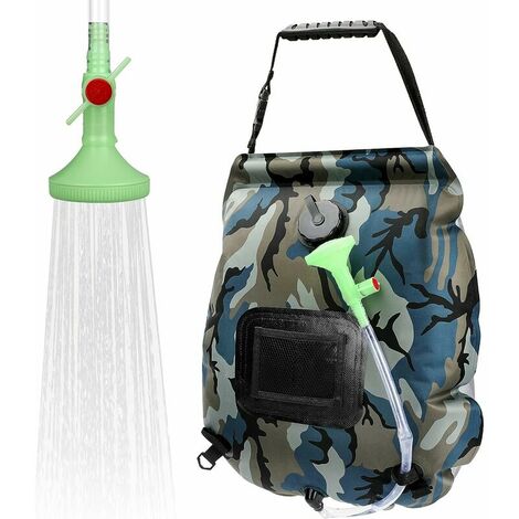 Sac de douche solaire pour camping, sac de douche portable 20LSolar avec pommeau de douche commutable à 45 °C