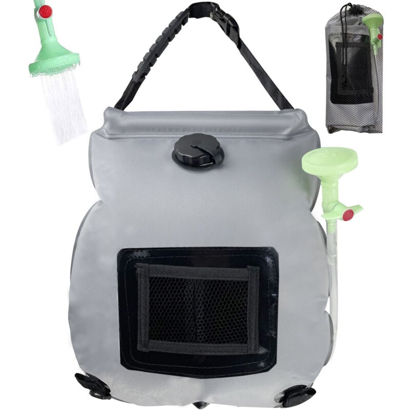 Sac de douche solaire thermique de camping de 20 l avec tuyau amovible pour randonnée en plein air
