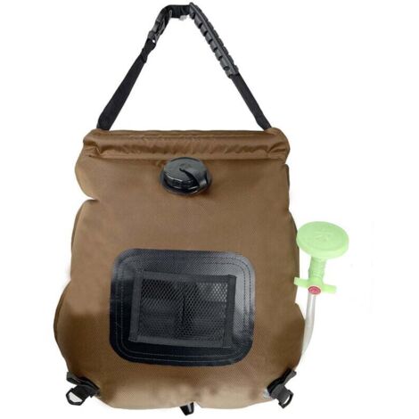 Sac de douche solaire thermique de camping de 20 L avec tuyau amovible pour randonnée en plein air