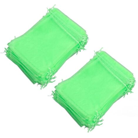 Sac de Filet de Protection de Fruit Réutilisable de 100 Pièces, Sac de Barrière de Maille de Jardin pour des Arbres Fruitiers de Fleur de Plante avec Le Vert de Cordon (15 20 cm) A