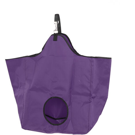 Sac de foin portable pour chevaux en tissu Oxford avec anneaux métalliques, violet - Rangement alimentation extérieur