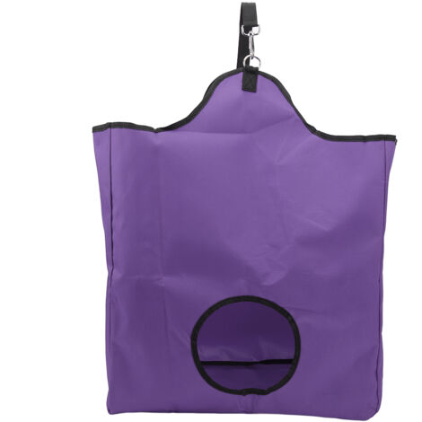 Sac de foin résistant pour chevaux et cochons d'Inde, grande capacité en tissu Oxford 600D, couleur violette, anti-salissure.