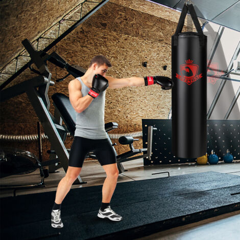 Sac de Frappe Lourd 100x30cm 28,5 kg Sac de Boxe Suspendus pour Adulte avec Gants de Boxes Suspension Support