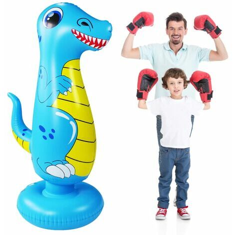 Sac de frappe Sac de Frappe pour Enfants, 120cm Sac de Frappe Boxe sur Pied, Fitness de Boxe autoportant Tour Stand Fitness Target Sac, Punching Formation Tumbler Sac pour Enfants (Bleu)