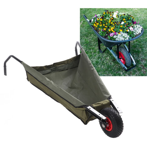 Sac de grande capacité de tube d'acier de barre à roues pliable de jardin pour le sol de l'écorce des mauvaises herbes d'herbe