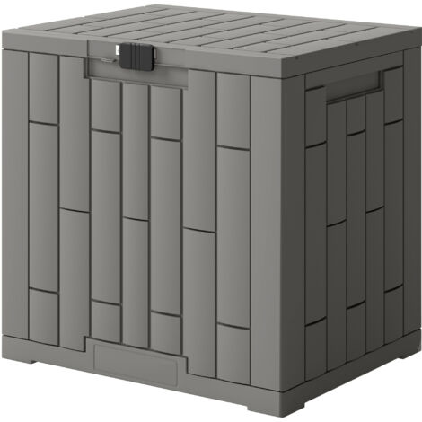 Sac de Jardin 114L en Résine Imperméable et Anti-UV avec Serrure à Clé, 56x44x54 cm, Gris