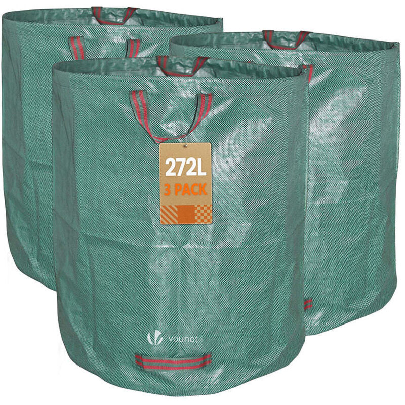 Vounot - 3 x Sac de jardin 272L 50kg sac à déchets de jardin réutilisable avec poignées