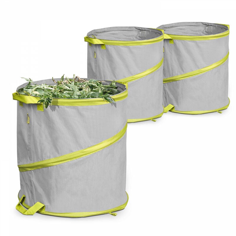 Lesto - Lot de 3 sacs à déchets de jardin 166l polyester gris - Gris