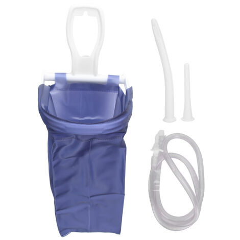 Sac de lavement 1.6L pliable pour nettoyage du côlon, kit complet avec tuyau et embouts, unisexe pour usage domestique.