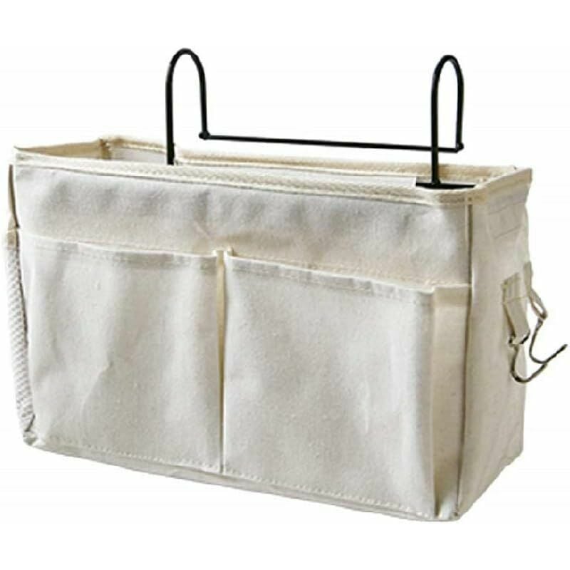 Trimec - Sac de lit avec structure en fil de fer organisateur de lit mezzanine sac de rangement de poche suspendu pour livre, magazine, casque (blanc)