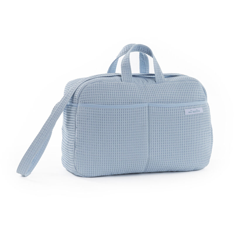 Sac de maternité bandoulière pour poussette et hôpital. Sac organisateur de grande capacité pratique et élégant. Produit fabriqué en Espagne. (bleu