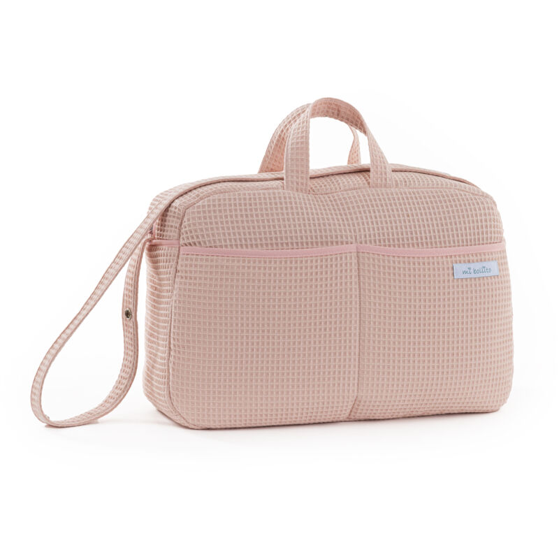 Sac de maternité bandoulière pour poussette et hôpital. Sac organisateur de grande capacité pratique et élégant. Produit fabriqué en Espagne. (rose