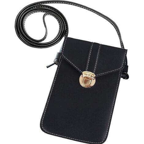 Sac de messager en cuir pour femme sac pour téléphone portable (noir),