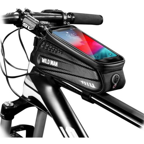 Sac de Cadre Avant de Vélo Pour Téléphone écran de 6 pouces, avecTrou pour  Casque vtt B-SOUL .