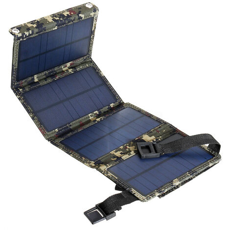 Sac de panneau solaire USB exterieur Recharge d'energie solaire portable Outil de charge de telephone portable Panneaux solaires amovibles pliants, Noir