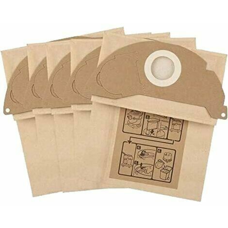 Sac De Papier Filtre À Poussière De 10/5 Pièces for KARCHER WD2 WD2250 A2004 A2054 MV2 Pièces De Sac À Aspirateur Robot for Kärcher 6.904-322.0 (Color :5pcs)