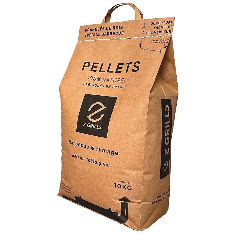 Z Grills - Sac de pellets pour barbecue Origine France - Saveur Châtaignier 10 kg