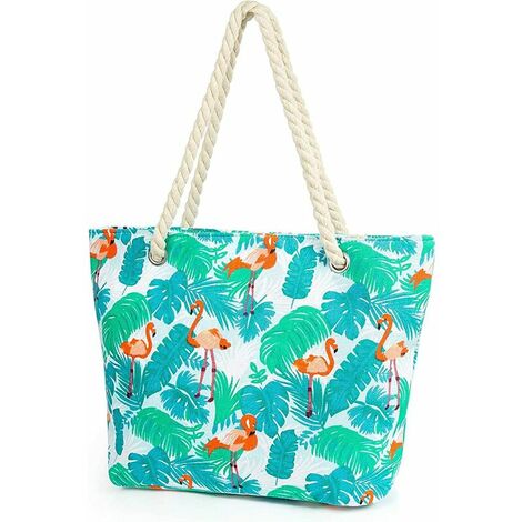 Sac de Plage Gros avec Fermeture à Glissière, Sac de Plage pour Femmes, Grand Sac Fourre-Tout, Sac Shopping Voyage Ete, Sacs d'épaule de Natation Sport, pour Plage, Voyages, Piscine