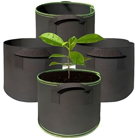 Sac de Plantation, 4 Pièces Pots à Fleurs en Tissu avec Poignées, pour Intérieur, Extérieur, Jardinage et Balcon (5 gallons)