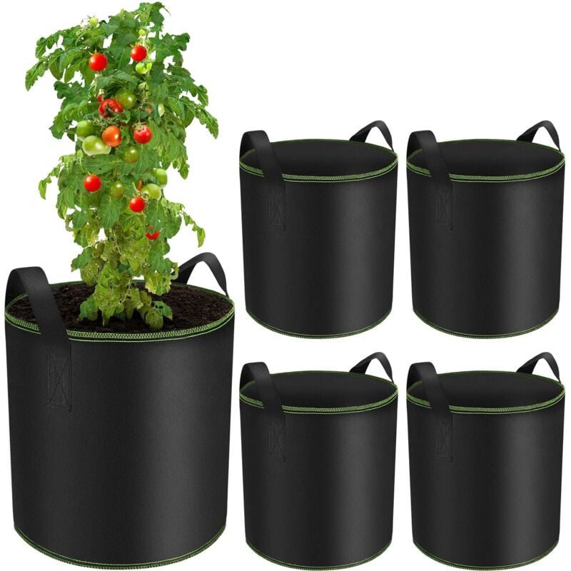 Sac de Plantation 5 pièces 40L, Sac Plantation Pomme de Terre, Sacs à Plantes de Tomate avec Poignées, Sacs de Culture en Tissu Non tissé Pots pour