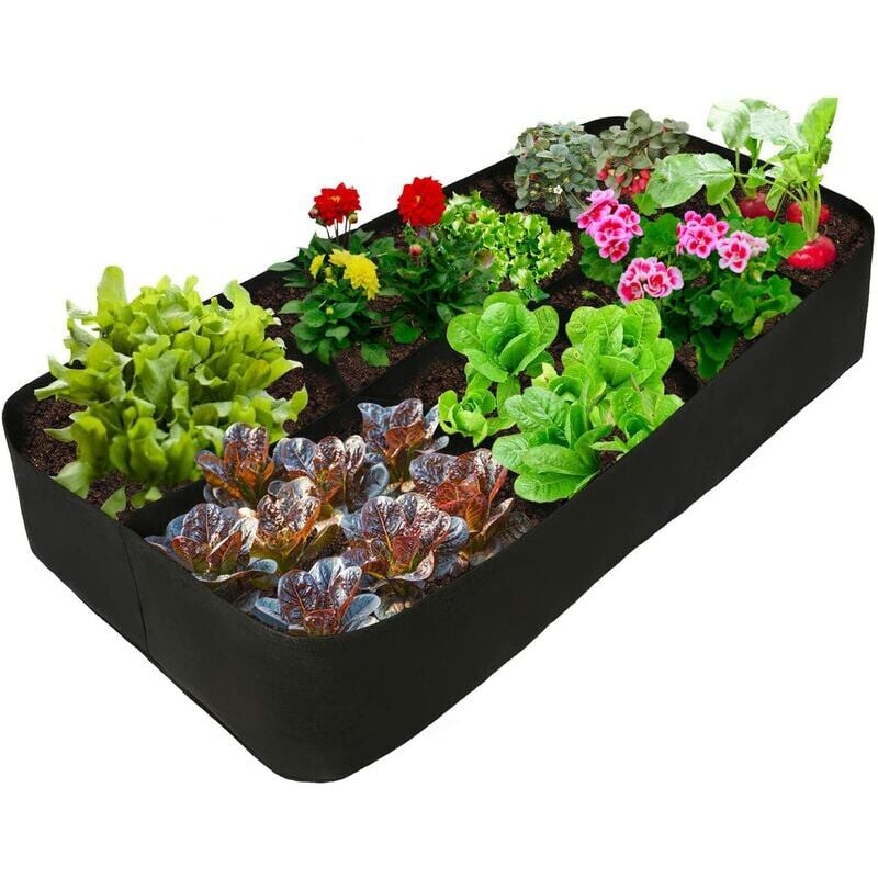 Sac de plantation de jardin surélevé rectangulaire en tissu respirant pour plantes, légumes(Sans fleurs ni terre),