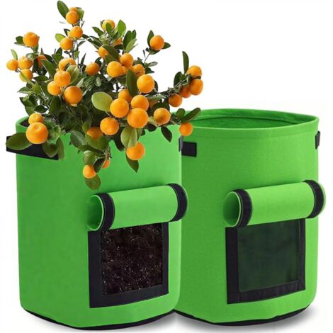 Sac de plantation de pommes de terre vert 3035cm 2 pots de fleurs respirants pour la culture de légumes seau de plantation en feutre ouvert