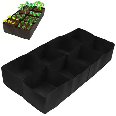 Sac de plantation en feutre vert rectangulaire 8 compartiments pour jardin balcon légumes fleurs