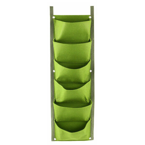 Sac de plantation mural à 6 poches, pochette verticale pour la culture de fleurs (vert)