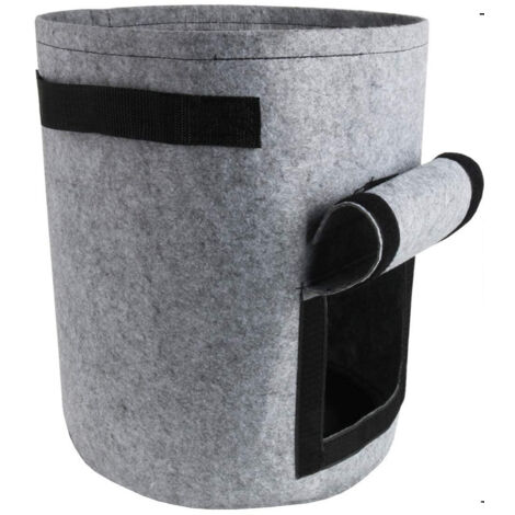 Sac de plantation pommes de terre 4Gallons 15L avec fenêtre de récolte, tissu respirant, poignées, pour légumes tomates, diamètre25x30cm,Gris