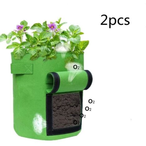 Sac de Plantion de Pomme de Terre, sacs de jardinage avec fenêtres et paniers, pour fruits et légumes (2 pièces)
