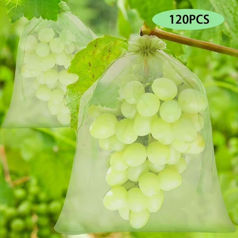 Sac de protection Grape Bunch, 120 pièces 3 tailles sac de protection de fruits, sac en organza avec cordon de serrage pour garder les guêpes et