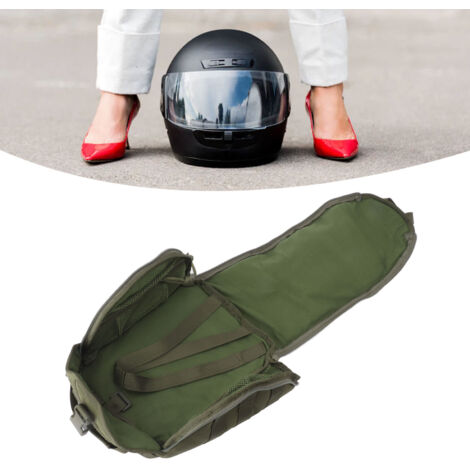 Sac de protection pour casque outdoor en nylon 1000D imperméable, capacité large avec intérieur rembourré et sangle ajustable pour camping, randonnée, moto, vélo, vert OD, dimensions 22.9 x 27.9 x 15.