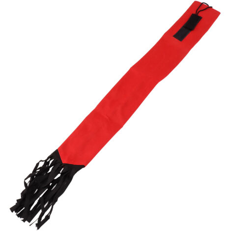 Sac de protection pour queue de cheval en tissu non tissé, avec franges et fermeture à crochet et boucle, couleur rouge.