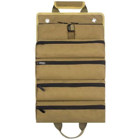 Sac de quincaillerie roulé kaki jardin électricien menuiserie sac de quincaillerie épaissi sac d'outils de quincaillerie voiture sac de rangement d'outils