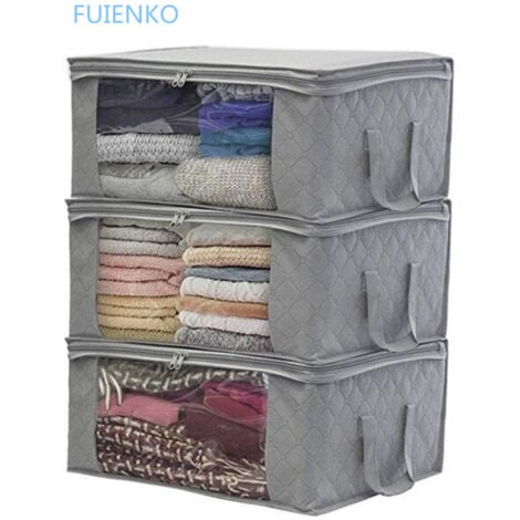 FUIENKO Sac de Range Boite de Rangement Vetement Pliable Vetement sous Lit 3PCS 48 x 35 x 20 cm