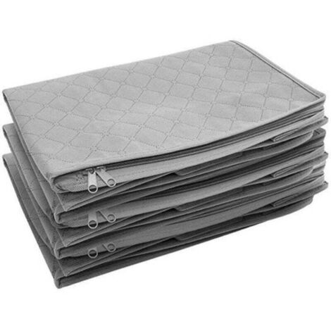 Sac de Range Boite de Rangement Vetement Pliable Vetement sous Lit, Étanche en épais Non-tissé 48 x 35 x 20 cm 3PCS GRISE
