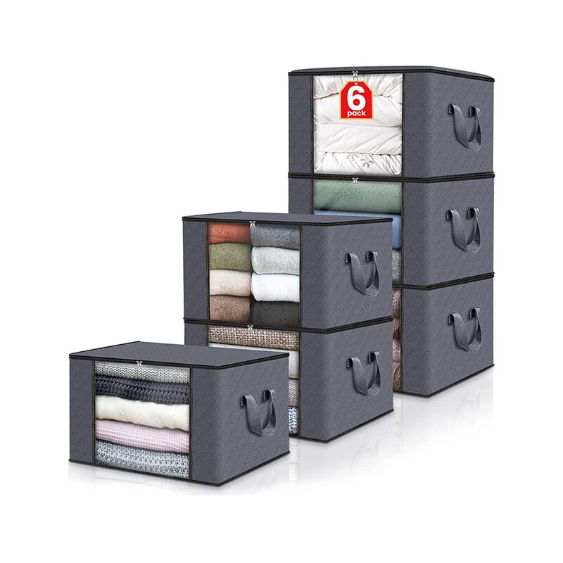 Linghhang - Sac de rangement 6 pièces gris foncé Sac anti-poussière et anti-humidité
