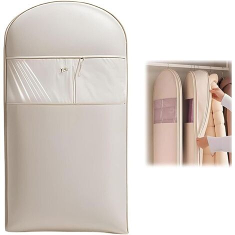 Sac de Rangement Autocompressible Gain de Place pour Vêtements d'Hiver, Sac de Compression pour Manteaux en Duvet, Organisateur de Penderie Anti-Poussière (Beige, M+L+XL)