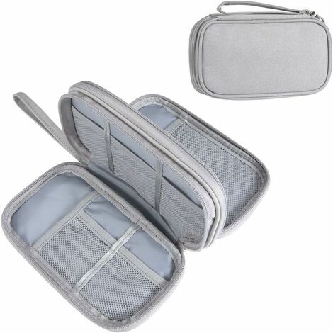 Sac de Rangement Câbles Petite Pochette Électronique de Accessoires Imperméable Sac Organisateur pour Clé USB Chargeurs Disques Durs Cartes SD Gris(Petit)
