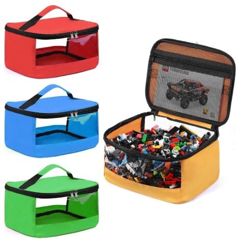 Sac de rangement coloré pour blocs de construction Dimensions : 24 × 17,5 × 14,5 cm Lot de 4 sacs à fermeture éclair à porter à la main