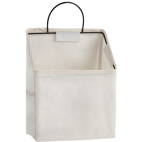 Sac de rangement de chevet/sac de rangement de chevet en tissu, sac organisateur suspendu, adapté aux lits superposés et aux barres de lit de dortoir (blanc)