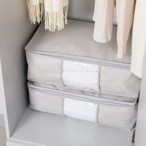 Sac de rangement de couettes grande capacité réutilisable - L (64x42x24cm) - Sac durable en tissu non tissé pour voyages, étudiants, maison et stockage
