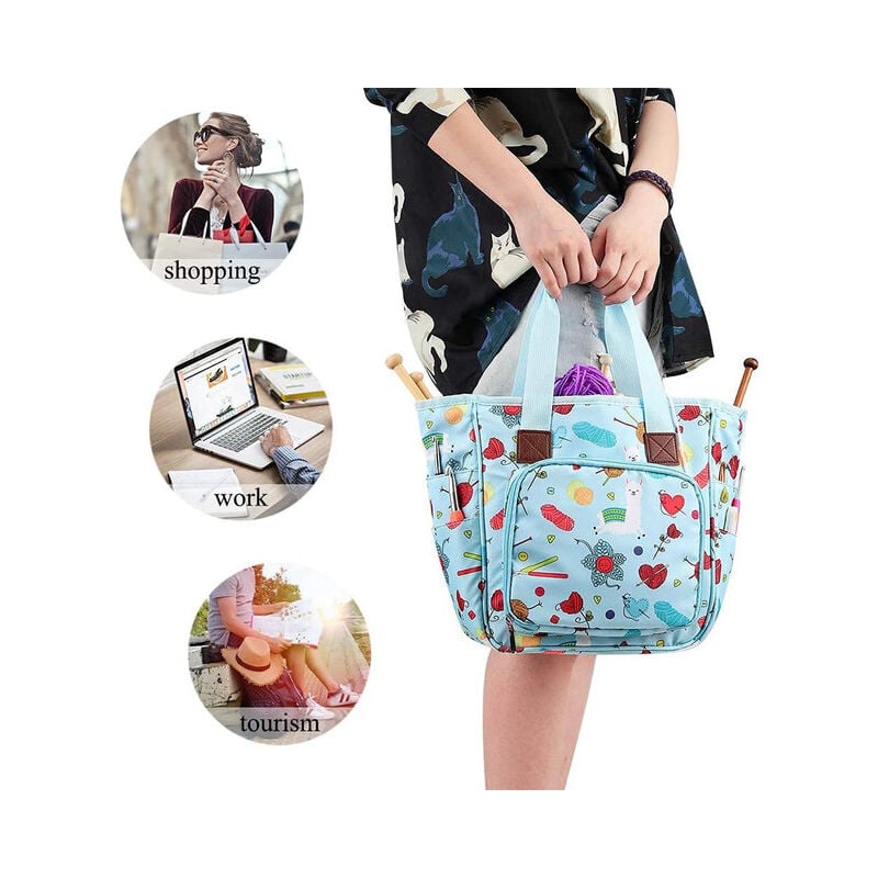 Sac de rangement de fil tricoté, sac à main tricoté portable, panier de fil