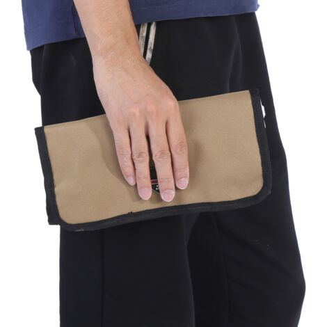 Sac de rangement de matériel électrique et outils  Roulable en toile résistante 600D Oxford imperméable  Dimensions 36x25 cm  Noir et kaki  Kit complet 1 sac (aucun outil inclus)