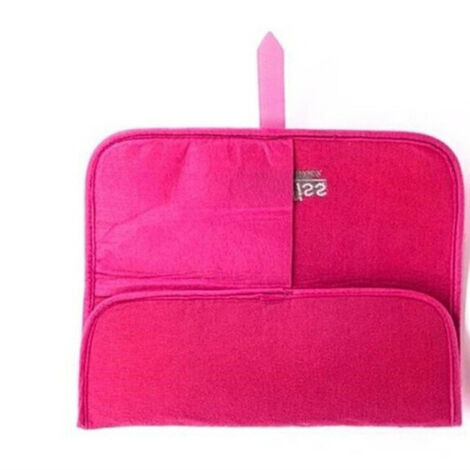 Sac de rangement de voyage pour femme, sac de rangement pour lisseur de cheveux gris/Rose rouge coussin résistant à la chaleur, sac Portable résistant à la chaleur,Rose red