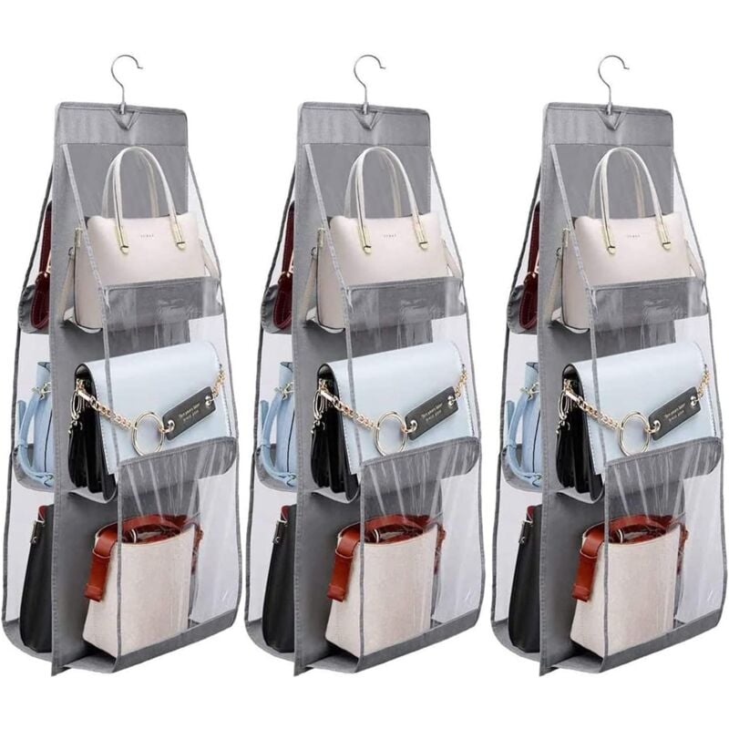 Fei Yu - Sac de rangement en 3 pièces pour armoire, sac de rangement en cuir suspendu, sac de rangement anti-poussière