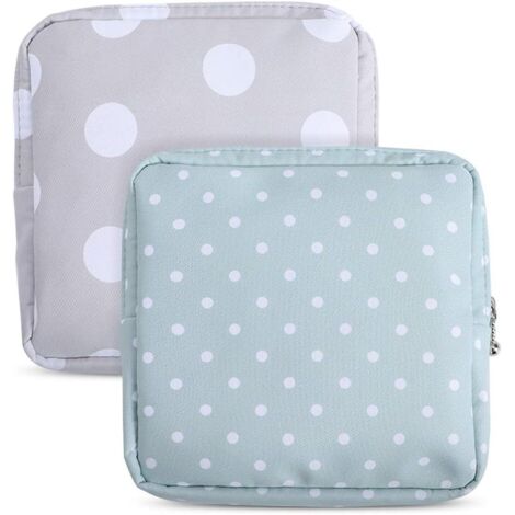 Sac de rangement en coton 2 pièces pour serviettes hygiéniques (points)-Fei Yu