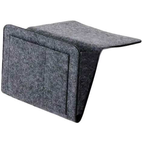 Sac de rangement en feutre avec poches, à suspendre au lit, au canapé ou au bureau, pour téléphone et magazines. Gris moyen.